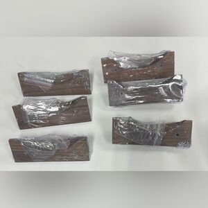 Walnut Wood 2.52" Hole Distance Brown Cabinets Pulls Handles with Screws 6pcs